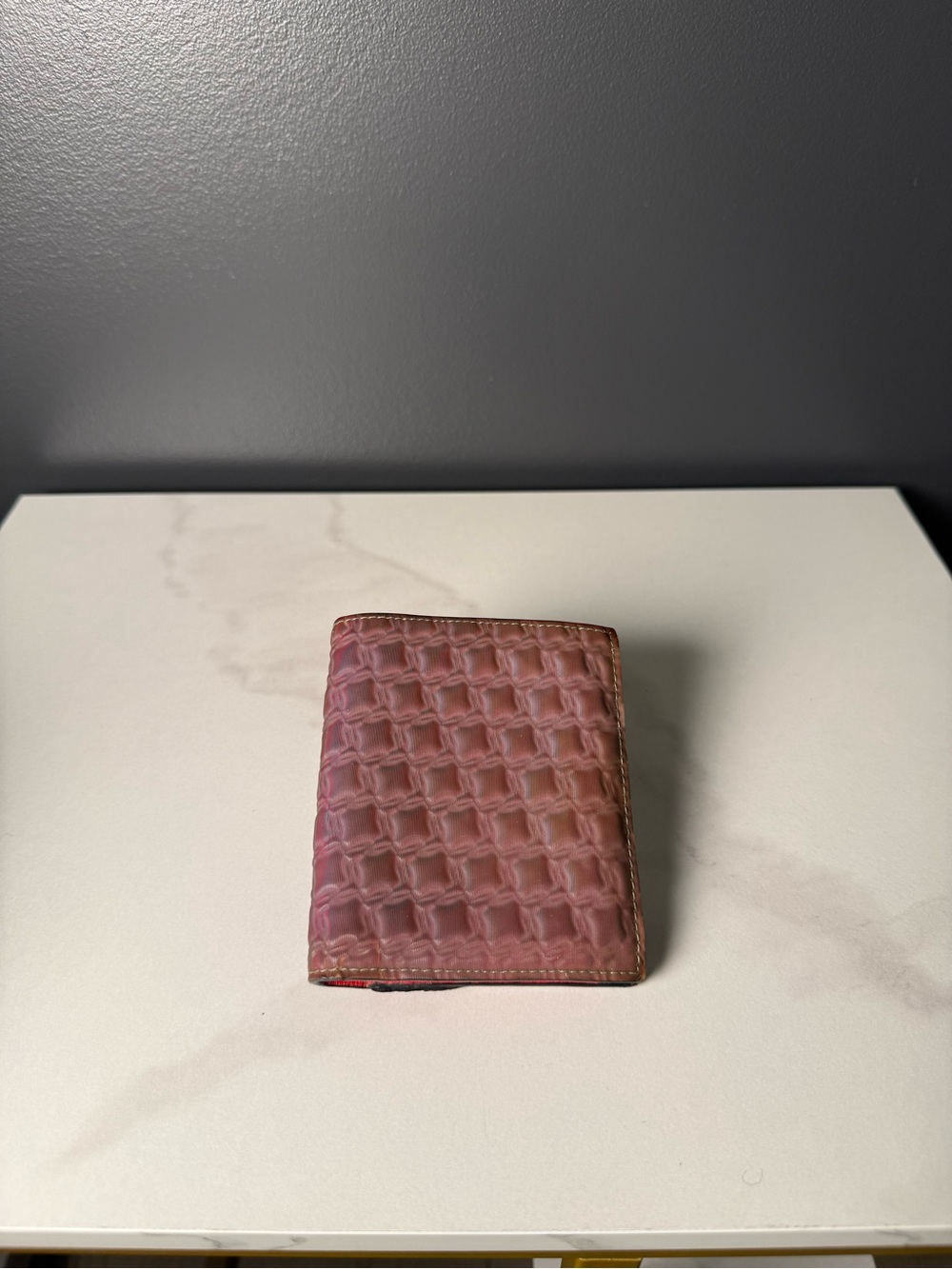 Christian Louboutin Woven Card Wallet in Rose-Brown